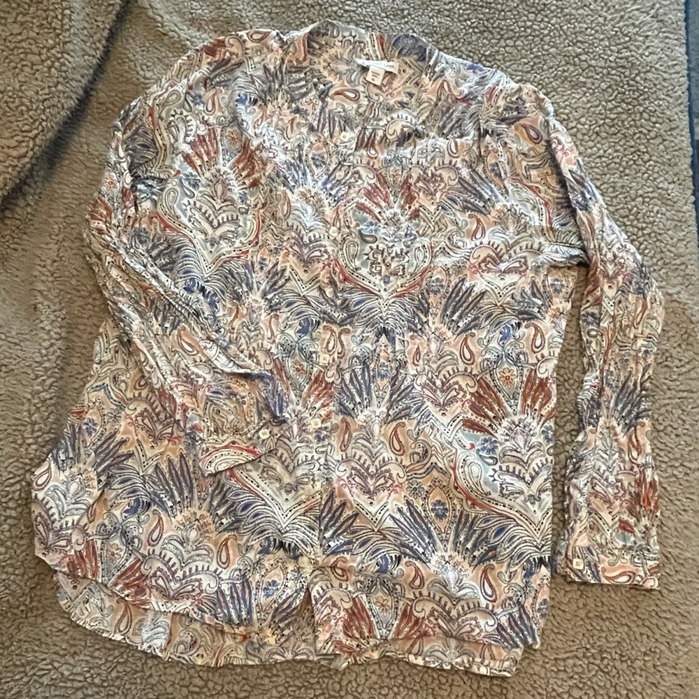 Coldwater Creek Verde Fields Crinkle Cotton Tunic XL Paisley